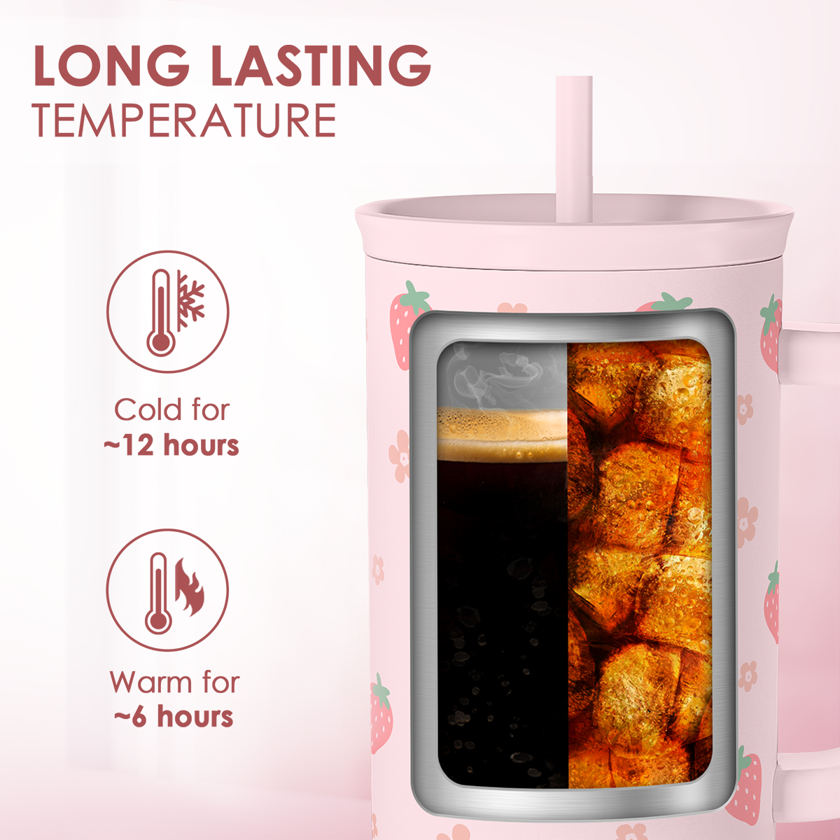 Pink Strawberry Slidemate | Slider Tumbler with Handle 40oz