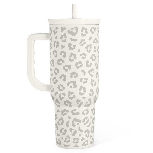 White Leopard Slidemate | Slider Tumbler with Handle 40oz